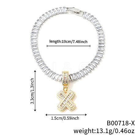 Fashionable Brass Micro Pave Clear Cubic Zirconia Charm Bracelets AF9298-24-1