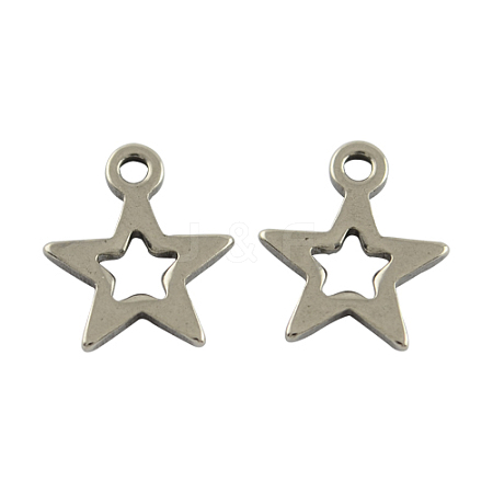 Tarnish Resistant Stainless Steel Star Charms STAS-S007-1