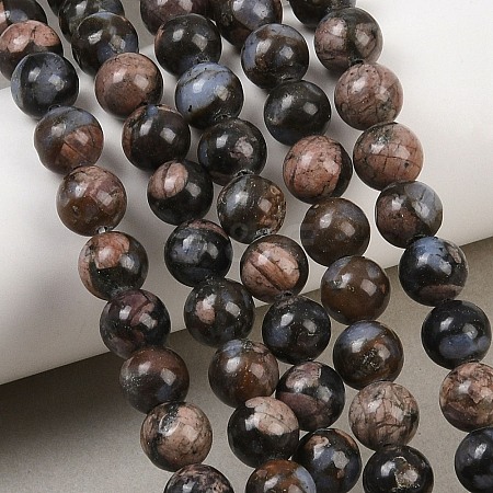 Natural Glaucophane Beads Strands G-R485-12-8mm-1
