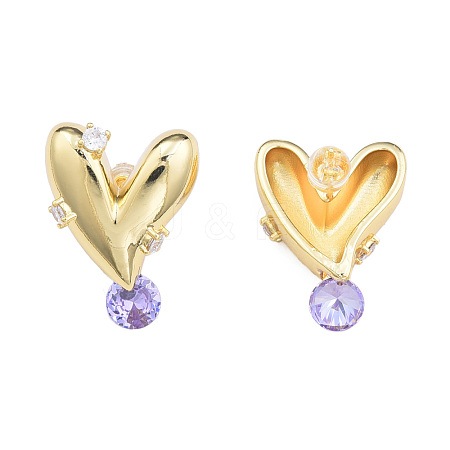 Cubic Zirconia Heart Stud Earrings EJEW-N011-71-1