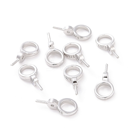 Anti-Tarnish Rhodium Plated 925 Sterling Silver Screw Eye Peg Bails STER-D035-46P-1