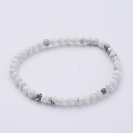 Natural Howlite Beaded Stretch Bracelets BJEW-JB02459-06-1