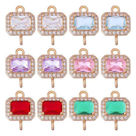 12Pcs 6 Colors Glass Connector Charms FIND-CA0010-64-1