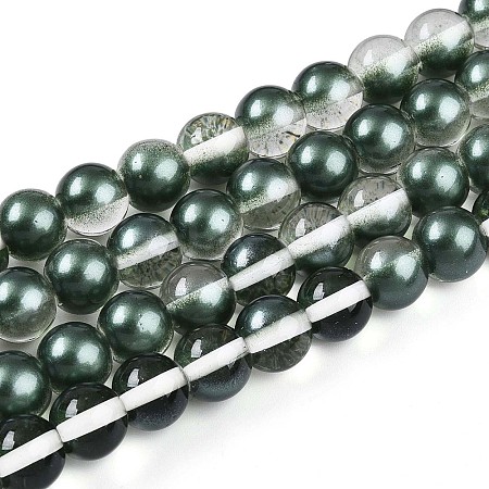 Baking Paint Transparent Glass Beads Strands DGLA-N011-10mm-07-1