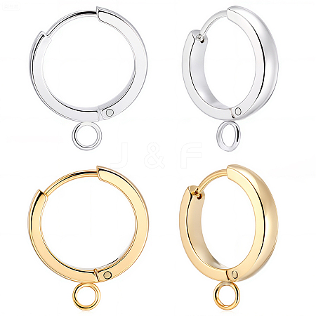 16Pcs 2 Colors 201 Stainless Steel Huggie Hoop Earrings Findings STAS-BBC0008-39C-1