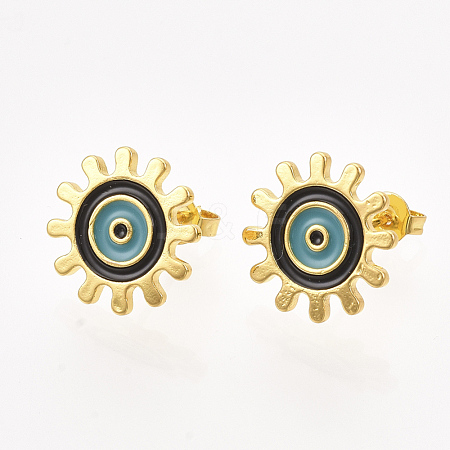 Brass Stud Earrings EJEW-S201-190B-1