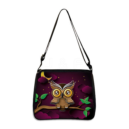 Owl Printed Polyester Shoulder Bags PW-WG8B7D6-03-1