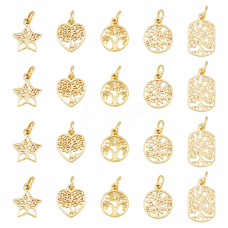 DICOSMETIC 20Pcs 5 Styles Rack Plating Brass Charms KK-DC0004-08-1