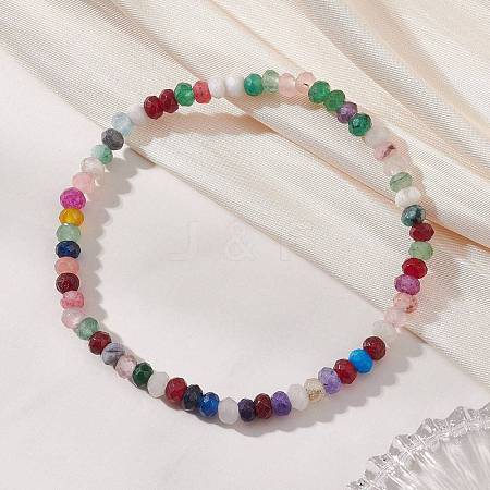 Dyed Natural Malaysia Jade Rondelle Beads Stretch Bracelets for Women BJEW-JB13041-1