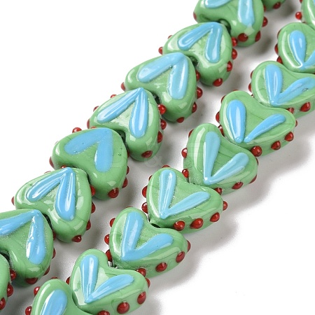 Heart Handmade Lampwork Beads Strands LAMP-G150-01G-1