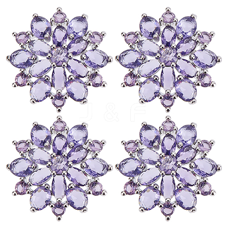 4Pcs Brass Micro Pave Cubic Zirconia Buttons DIY-FG0007-82A-1