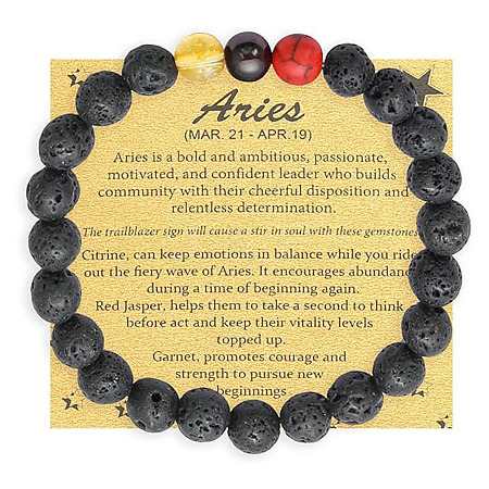 Round Natural Lava Rock Beaded Elastic Bracelets IS1463-3-1