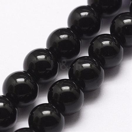 Natural Black Onyx Beads Strands G-A163-05-6mm-1