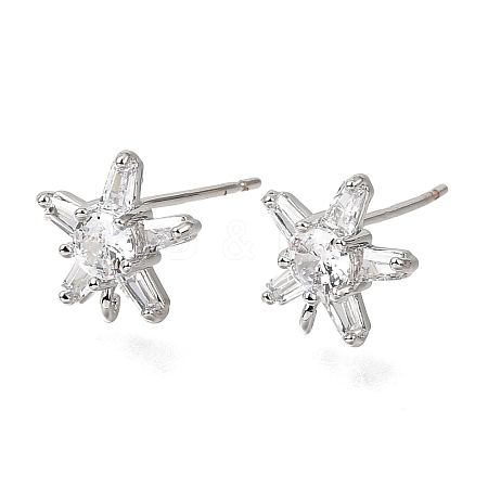 Brass Pave Cubic Zirconia Stud Earring Findings CU-CBAE189-04P-1