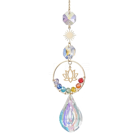 Glass Teardrop Window Hanging Suncatchers HJEW-JM04545-1