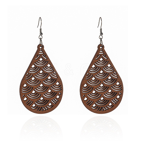 Wood & Iron Dangle Earrings FS-WG31712-01-1
