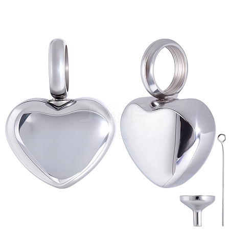 2Pcs Heart Stainless Steel Urn Ashes Pendants STAS-CN0001-72-1