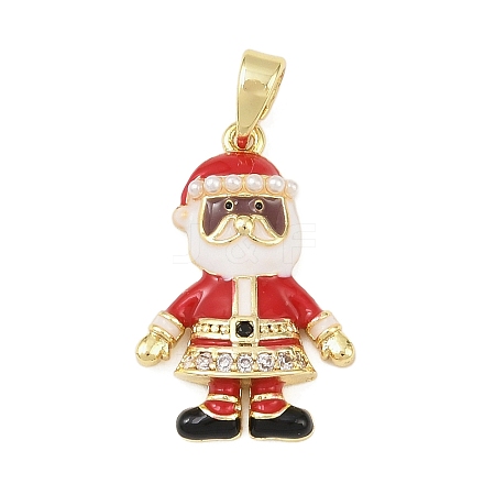 Christmas Brass Micro Pave Cubic Zirconia Pendants KK-H518-02A-G-1