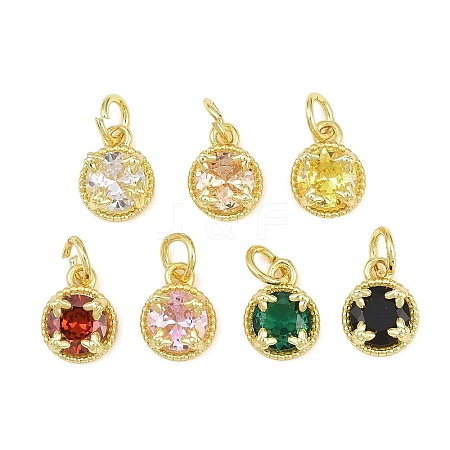 Brass Pave Cubic Zirconia Charms KK-K340-52G-1