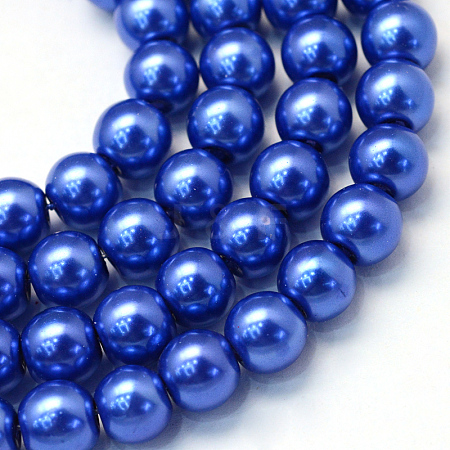 Baking Painted Pearlized Glass Pearl Round Bead Strands X-HY-Q003-14mm-28-1