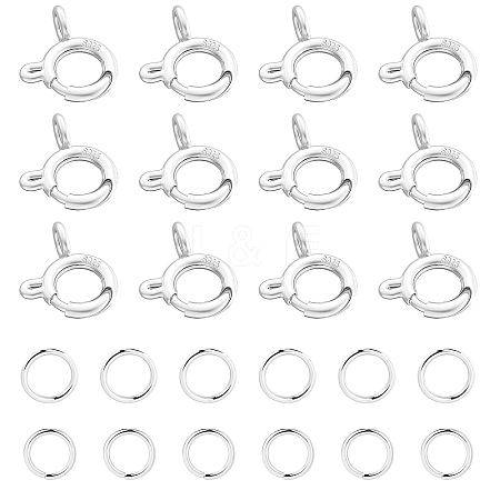 CHGCRAFT 12 Sets 2 Style Sterling Silver Spring Ring Clasps STER-CA0001-08-1