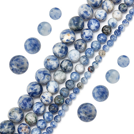 GOMAKERER 4 Strands 4 Styles Natural Blue Spot Jasper Beads Strands G-GO0001-48-1