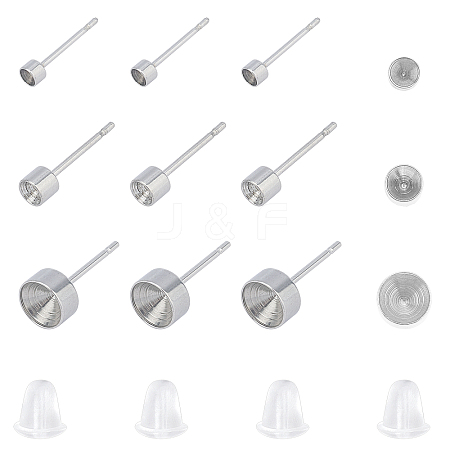 304 Stainless Steel Stud Earring Findings STAS-UN0021-16P-1