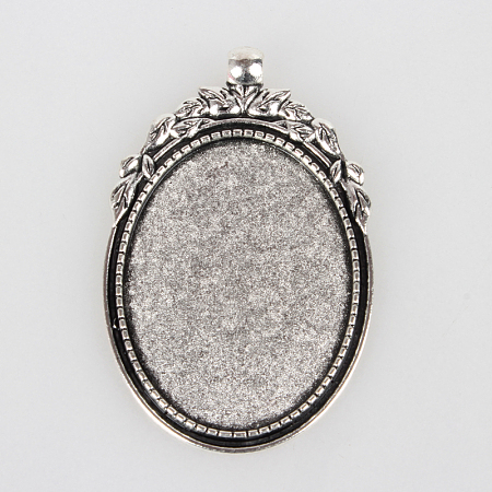 Tibetan Style Alloy Pendant Cabochon Bezel Settings TIBEP-N003-40AS-1