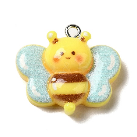 Bee Theme Opaque Resin Pendants X-RESI-G081-03E-1
