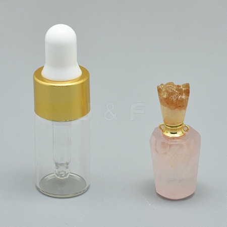 Natural Rose Quartz Openable Perfume Bottle Pendants G-E556-03D-1