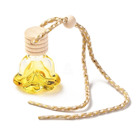 Rose-shaped Refillable Empty Perfume Bottles Pendant HJEW-D001-09A-1