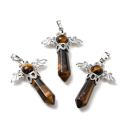 Natural Tiger Eye Pendants G-B033-01P-13-1