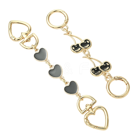 2Pcs 2 Styles Alloy Enamel Heart Cherry Link Bag Extension Chains FIND-YW0008-11C-1