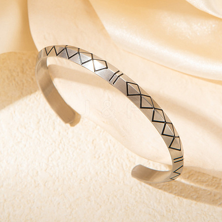 Viking Rune 304 Stainless Steel Enamel Open Cuff Bangles WG4F40C-02-1