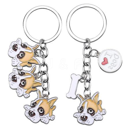 WEWAYSMILE 2 pcs Dog Keychain Car Keychain Pet Pendant Key-Ring Lovely Dog Key-ring Portable Metal Keychain Gift for Pet Lover Birthday Puppy Theme Party Supplies (Boxer Dog) JX795A-1