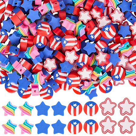 320Pcs 4 Styles Independence Day Handmade Polymer Clay Beads CLAY-SP0001-09-1