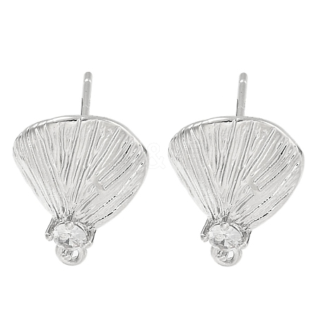 Brass Micro Pave Cubic Zirconia Stud Earring Findings LS-KK-U015-03P-1