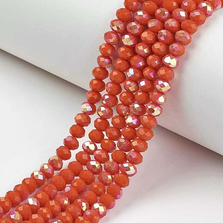 Electroplate Opaque Solid Color Glass Beads Strands X1-EGLA-A034-P8mm-L03-1