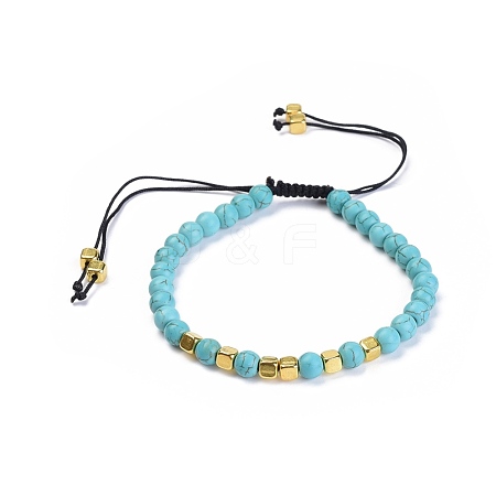 Synthetic Turquoise Braided Bead Bracelets BJEW-JB04336-01-1