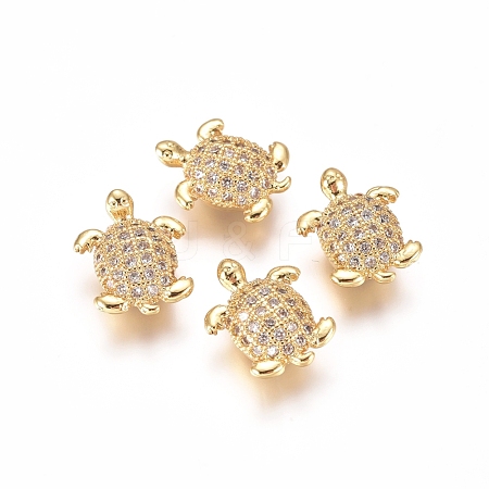 Brass Micro Pave Clear Cubic Zirconia Beads ZIRC-I038-25G-1