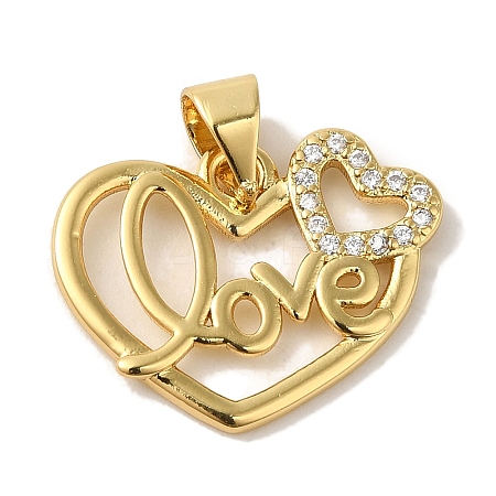 Rack Plating Brass Micro Pave Clear Cubic Zirconia Pendants KK-P267-05A-G-1
