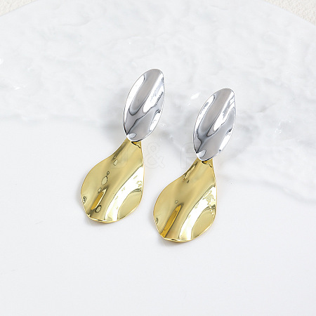 Brass Dangle Stud Earrings EJEW-S262-07GP-1