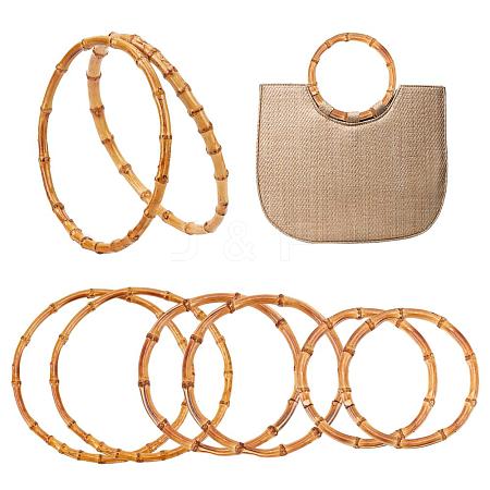   6 Pcs Flat Round Bamboo Bag Handle WOOD-PH0001-62-1