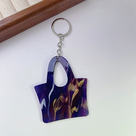 Marble Pattern Bag Acrylic Pendant Keychains PW-WGF4BEB-05-1