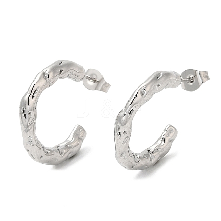 304 Stainless Steel Ring Stud Earrings EJEW-B026-14P-1
