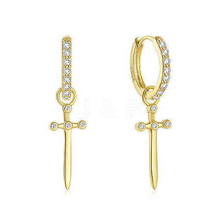 Fashionable S925 Silver Zircon Cross Hoop Earrings for Halloween Costume Accessories VE4564-1-1