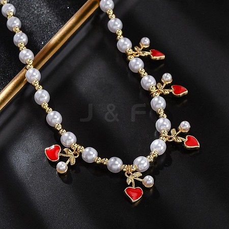 Brass Micro Pave Clear Cubic Zirconia Beaded Necklaces NJEW-Z059-04G-02-1