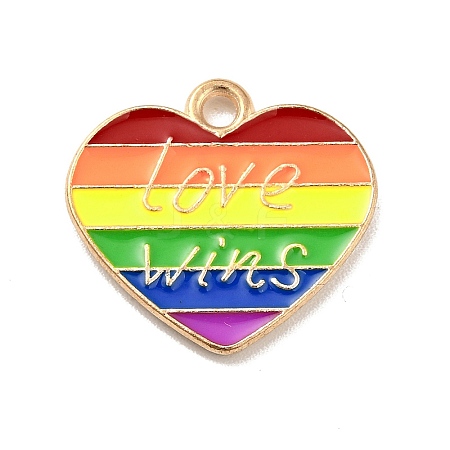 Pride Rainbow Alloy Enamel Pendants ENAM-G208-07KCG-1