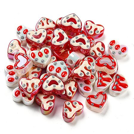 Valentine's Day Acrylic Enamel European Beads OACR-L001-01-1