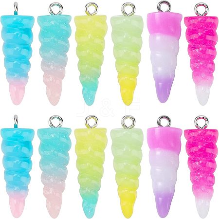  24Pcs 6 Colors Resin Pendants RESI-NB0001-70-1